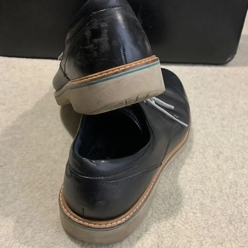 Ecco Black Leather Men's Oxfords with Tan Sole